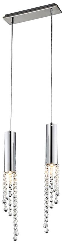 Závesná stropná lampa chrómová teplá LED 2x3W + žiarovky Duero