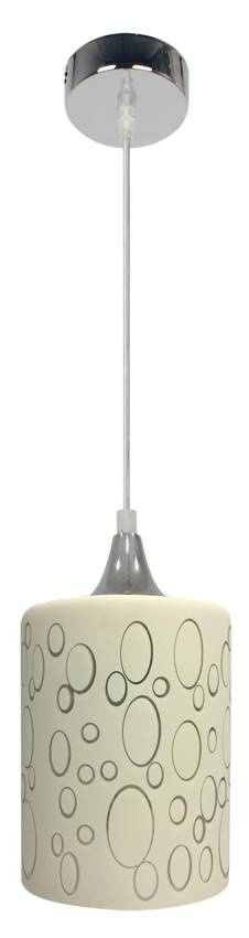 Závesná lampa chrómová + tienidlo z krémového skla E27 piesková