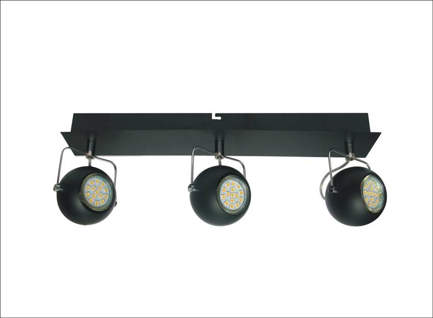 Stropná svietiaca páska Tony 3X3W LED GU10 matná čierna