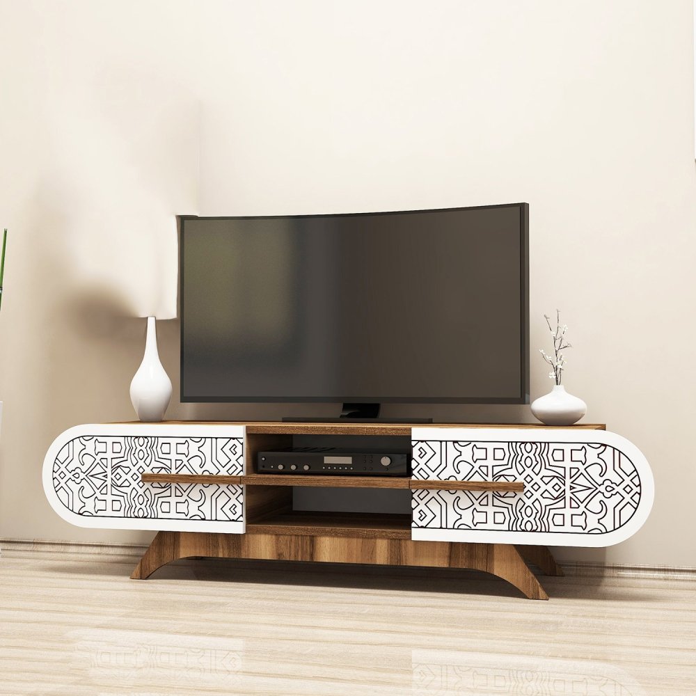 TV stolík Defne - Walnut White