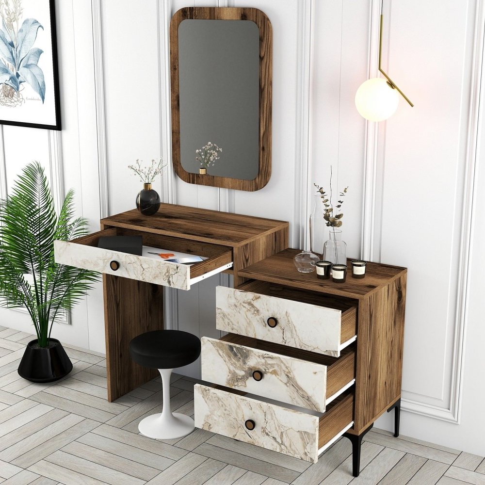 Toaletní stolek Lizbon 545 - Walnut, White (obrázek 6)
