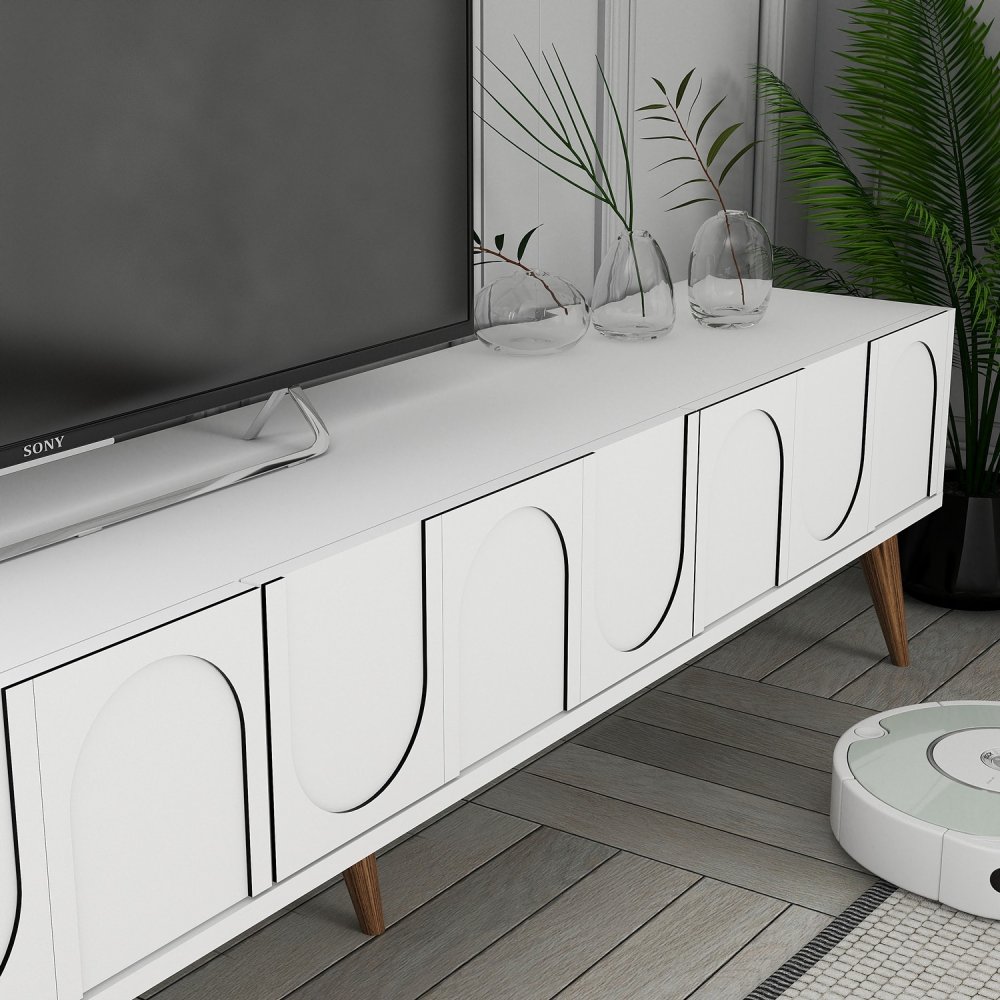 TV stěna / Sestava pod TV Lyon 2 - White, Walnut (obrázek 4)