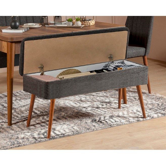 Jídelní set s rozkládacím stolem a židlemi (5 kusů) Vina 1053 - 4 - Anthracite, Walnut (obrázek 19)