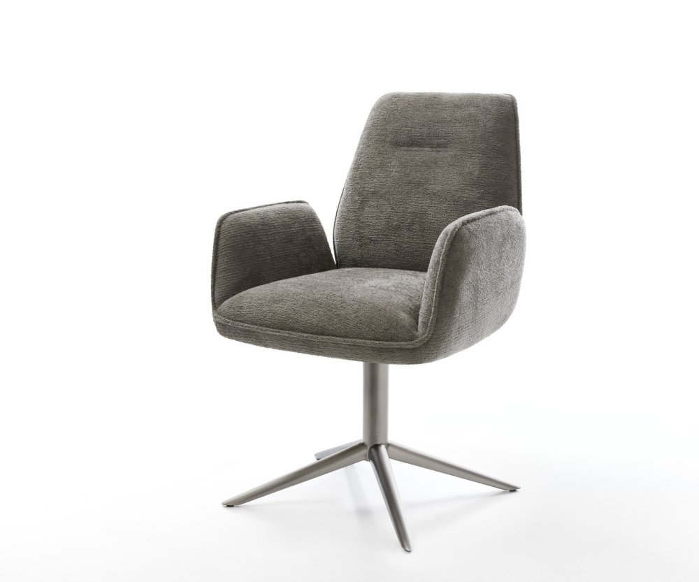 Jedálenská stolička Zoa-Flex bouclé mäkký tmavobéžová podstava dymovo