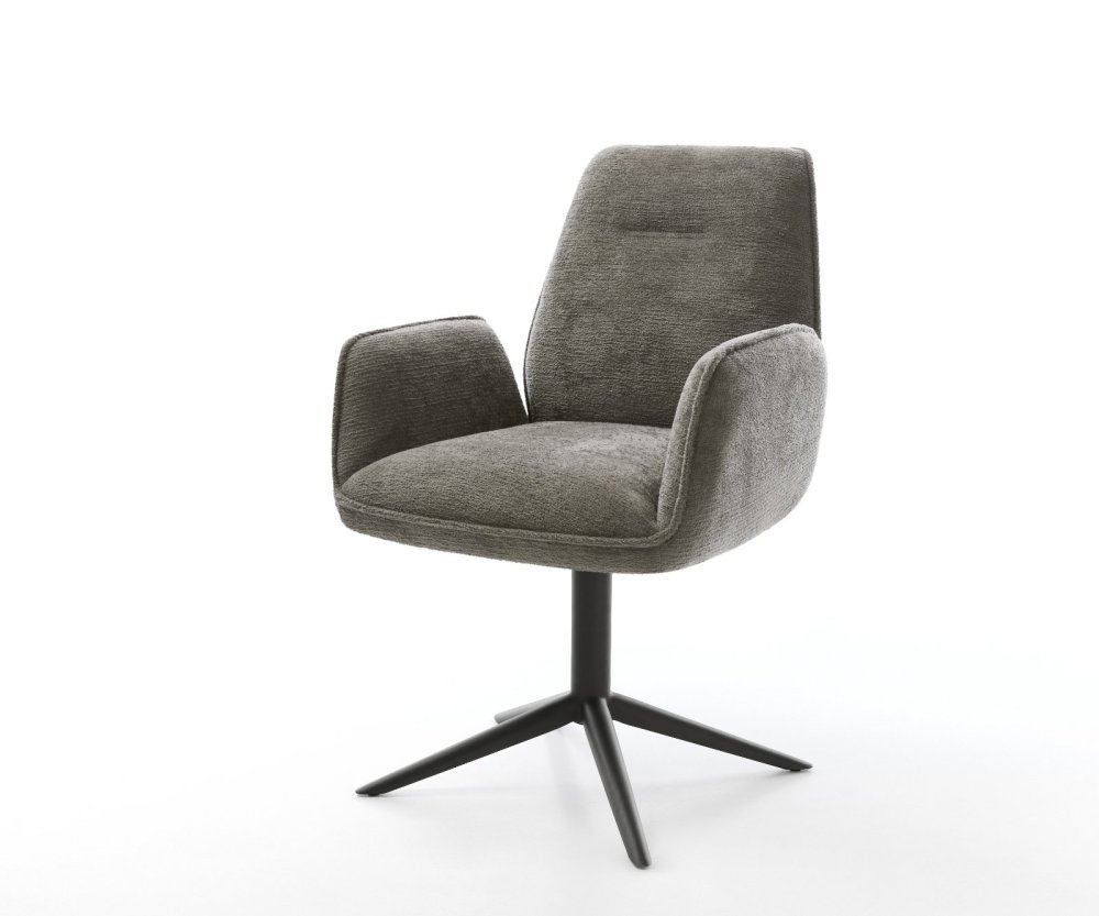 Jedálenská stolička Zoa-Flex bouclé mäkký tmavobéžová podstava čierna