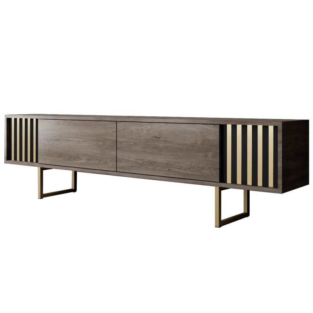 TV stolek Gold Line - Walnut, Black (obrázek 2)