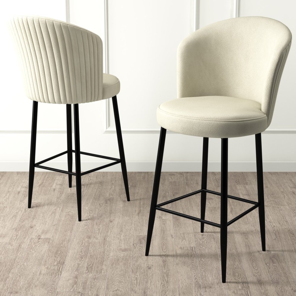 Bar Stool Set (4 Pieces) Fora - Cream, Black