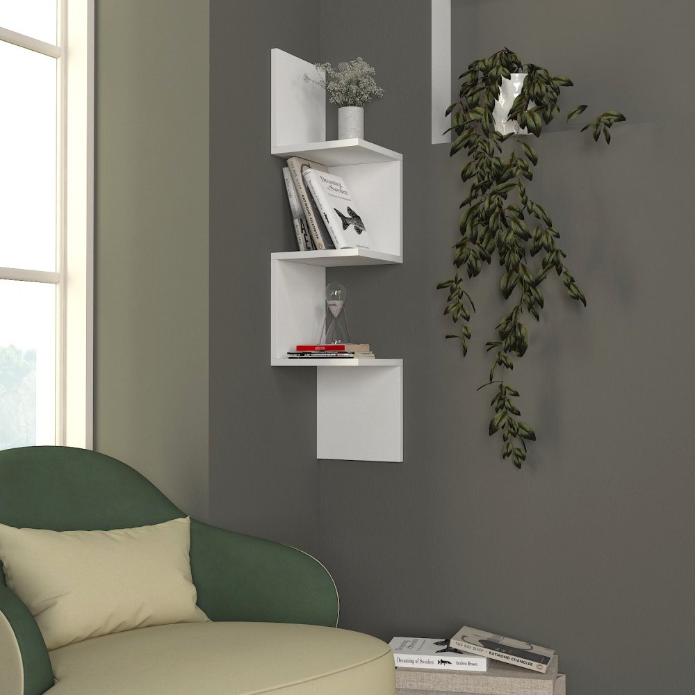 Nástenná polica Corner - White