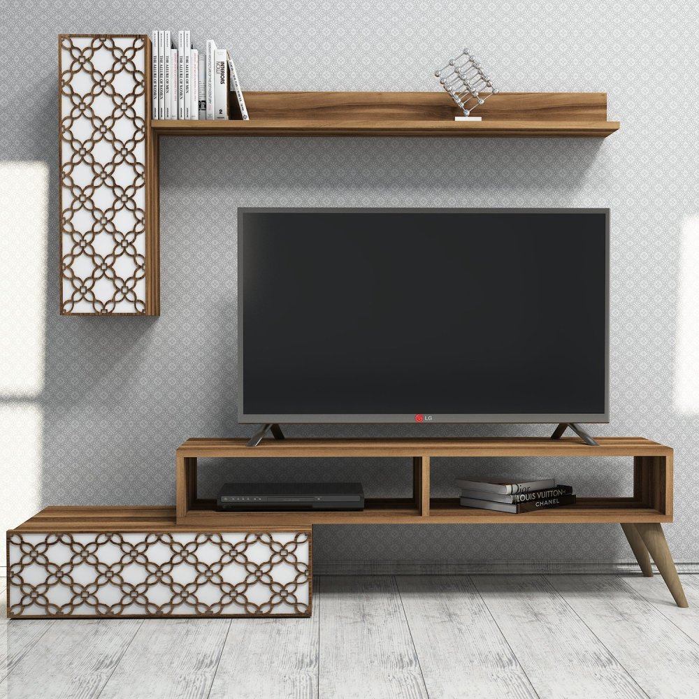 TV stěna / Sestava pod TV Planet - Walnut, White (obrázek 5)