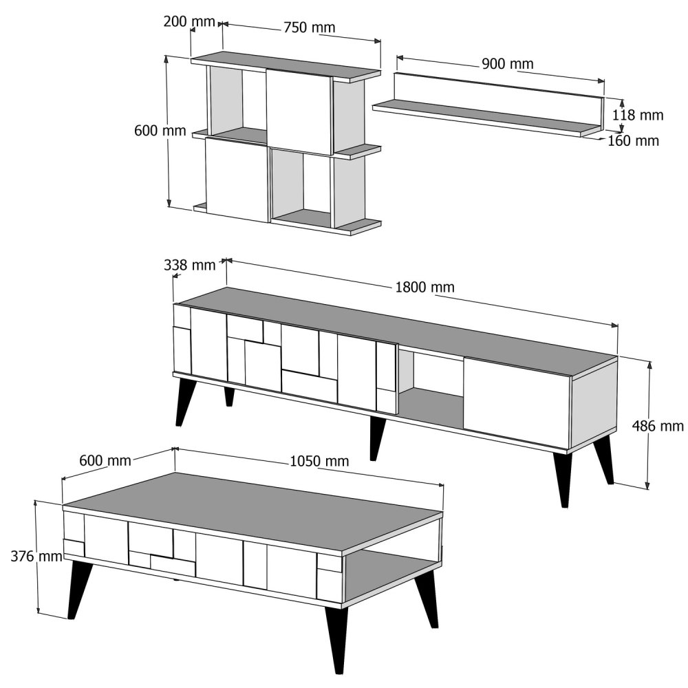 Living Room Furniture Set Madrid - White (obrázek 3)