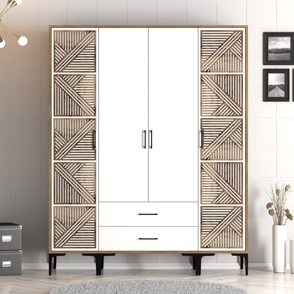 Šatní skříň Kumsal PTP - Walnut, White (obrázek 6)