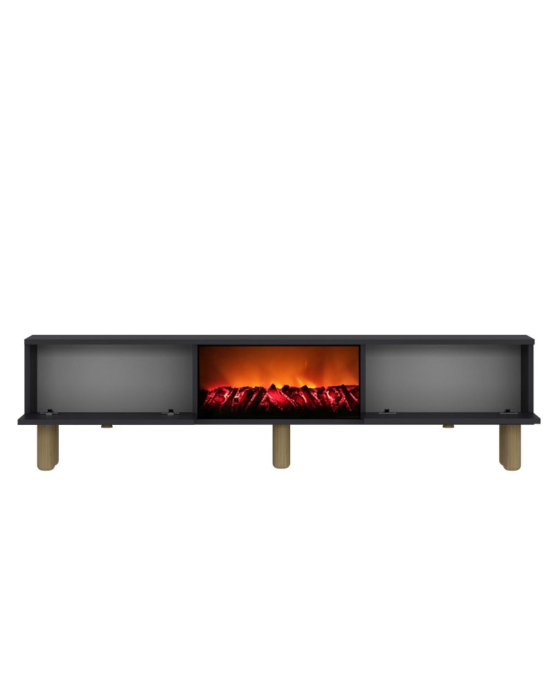 TV stolek Polen Bohem Fireplace - Anthracite (obrázek 5)