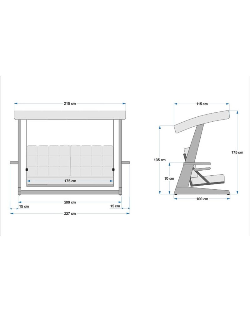Garden Triple Swing Chair Viva 2400 - Anthracite (obrázek 5)