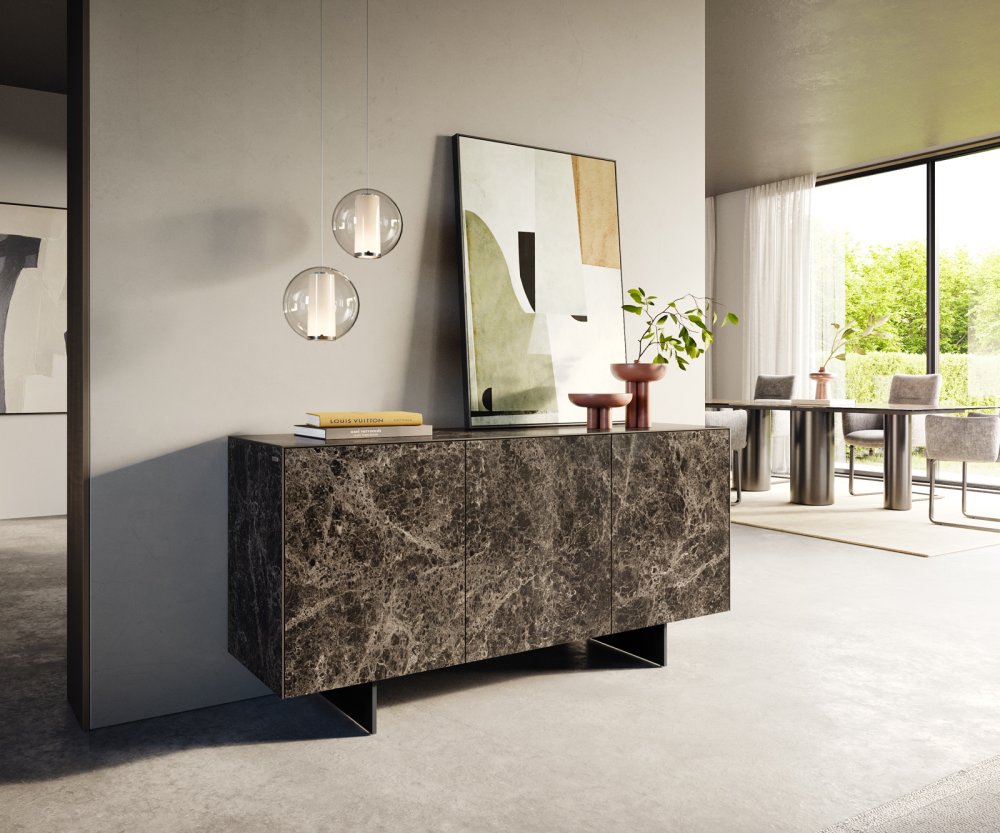 Komoda Cuor 150 cm keramika emperador extra leštená tmavohnedá 3