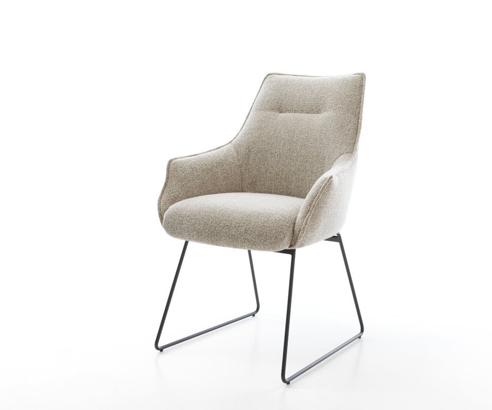 Jedálenská stolička Alja-Flex s opierkami tkanina mäkký béžová tenká