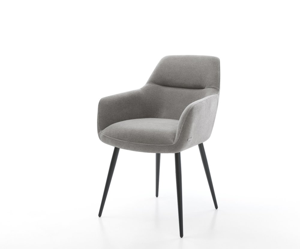 Jedálenská stolička Pejo-Flex štruktúrovaná látka mäkký sivá 4-nohá