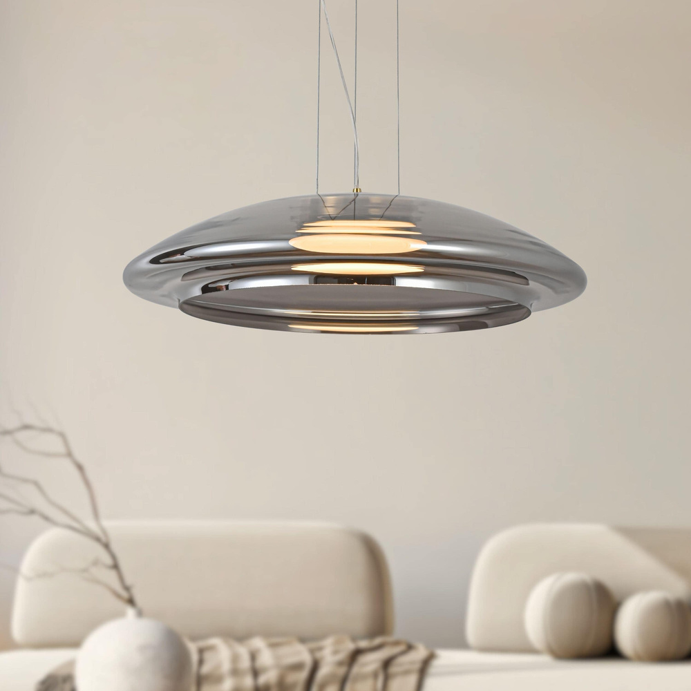 Levně Lampa wisząca Ombre 42 szklana nad stół dymiony klosz GX53