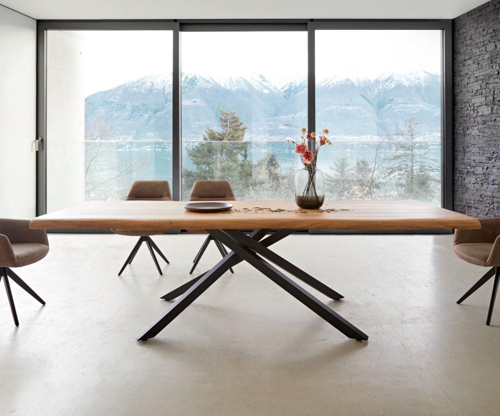 Jedálenský stôl Edge 260x100 XL akácia prírodná krížová podstava