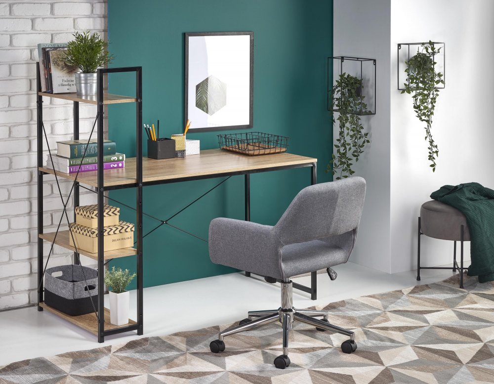 Stůl s regálem NARVIK B1 Halmar Černá Obrázek