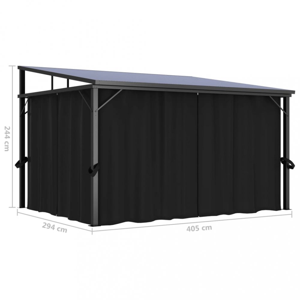 Záhradný altánok so závesmi 4 x 3 m antracit Dekorhome