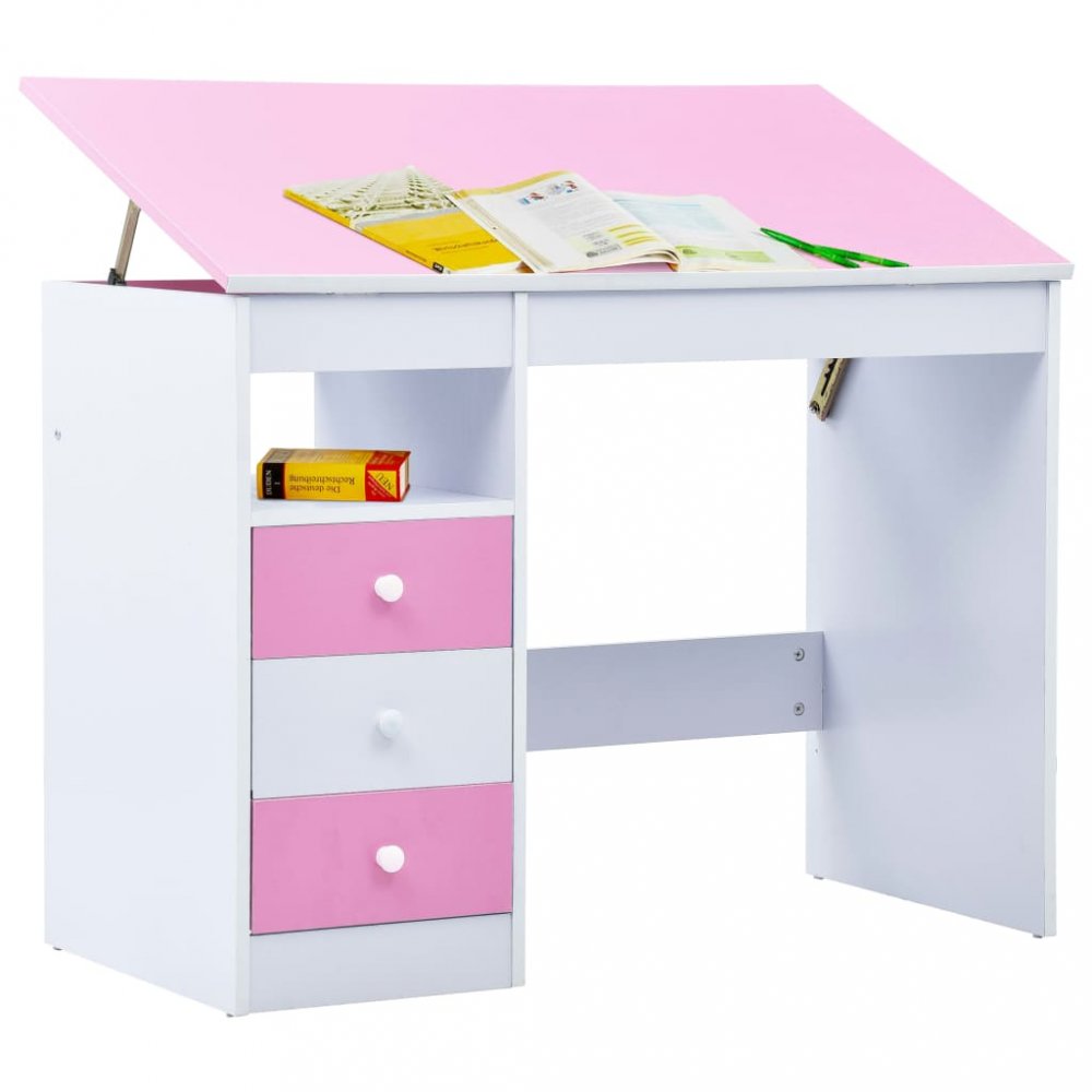 E-shop Detský písací stôl náklopný Dekorhome Ružová