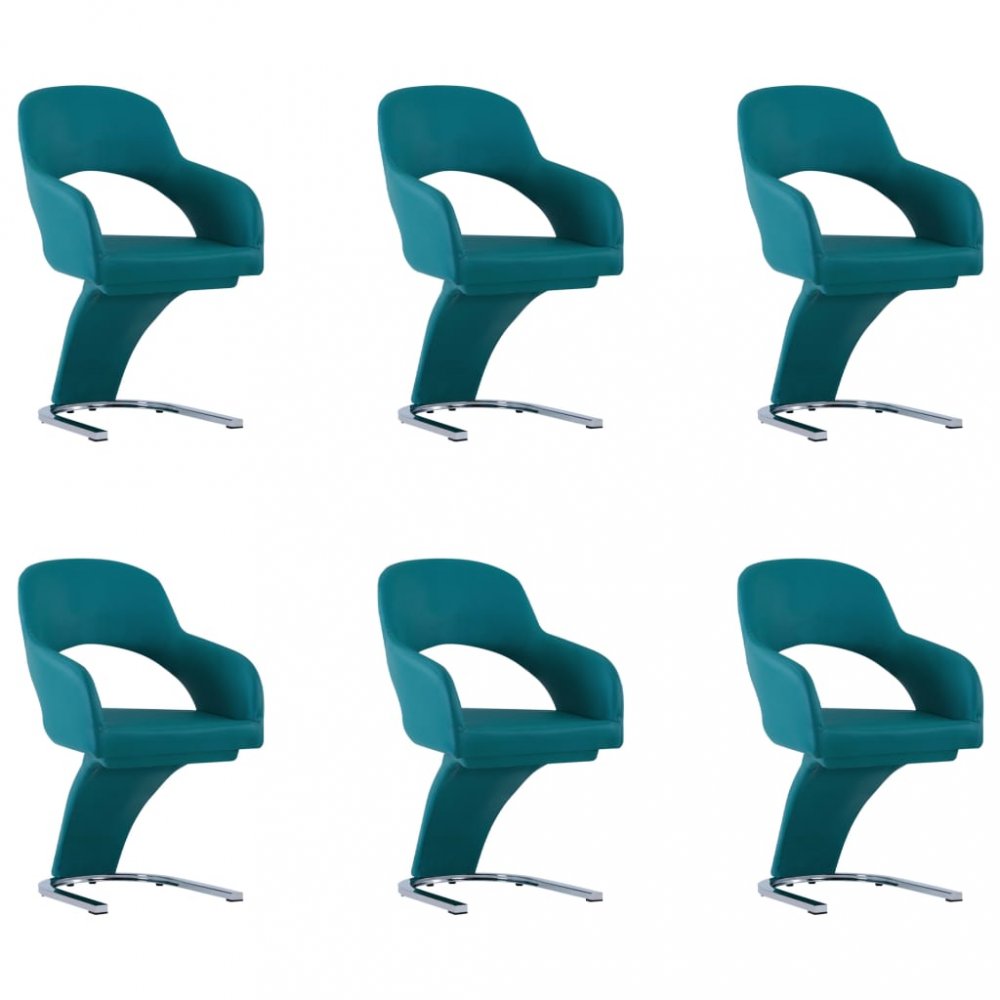 Jídelní židle 6 ks umělá kůže / chrom Dekorhome Modrá
