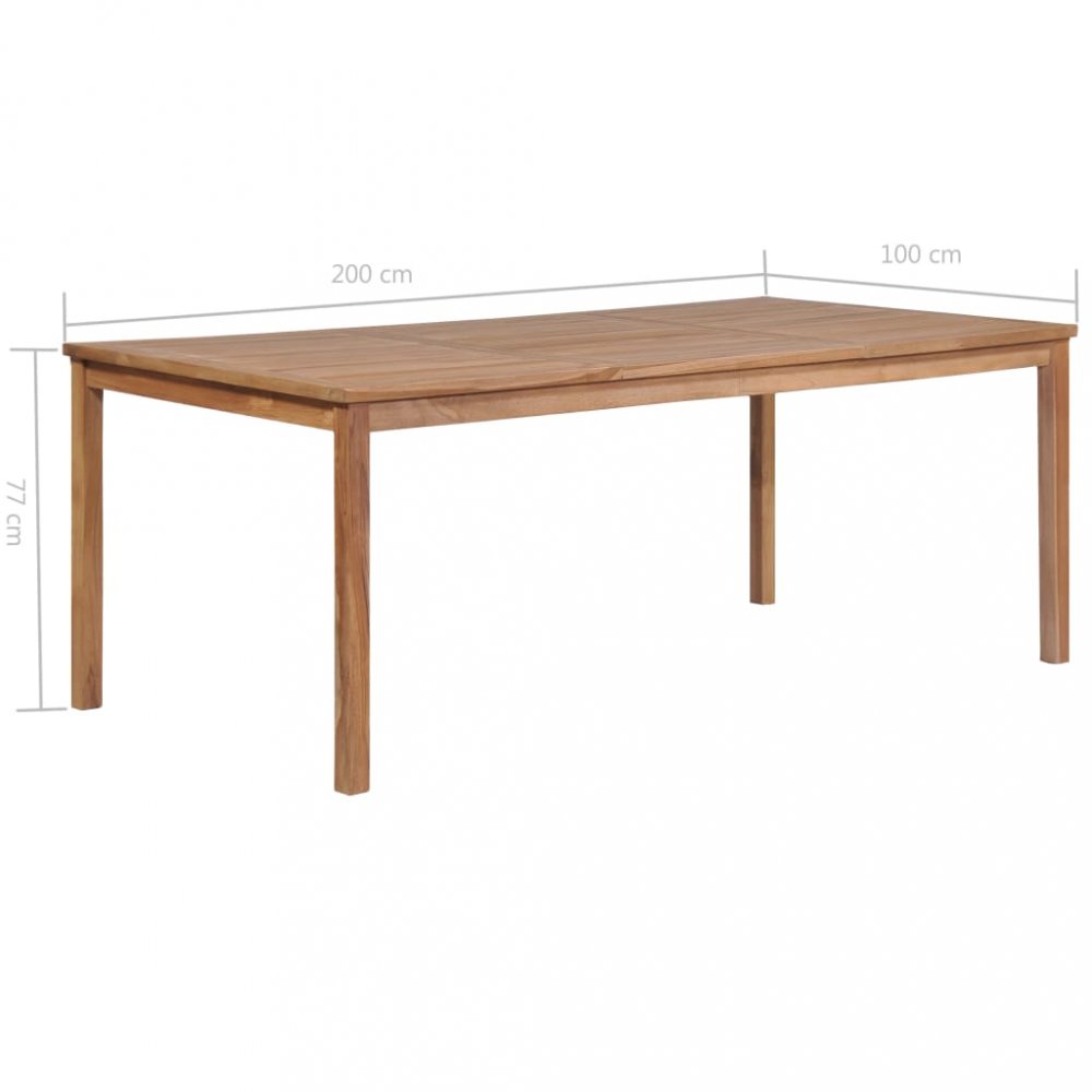 Záhradný jedálenský stôl teak Dekorhome 200x100x77 cm