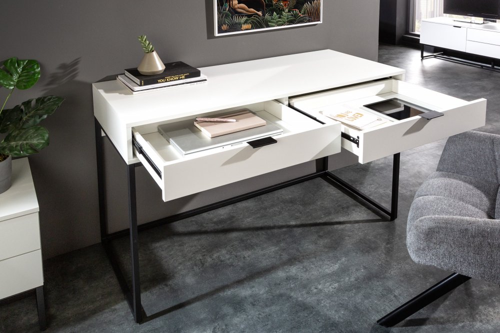 Psací stůl se šuplíky LITAI Dekorhome Bílá Obrázek