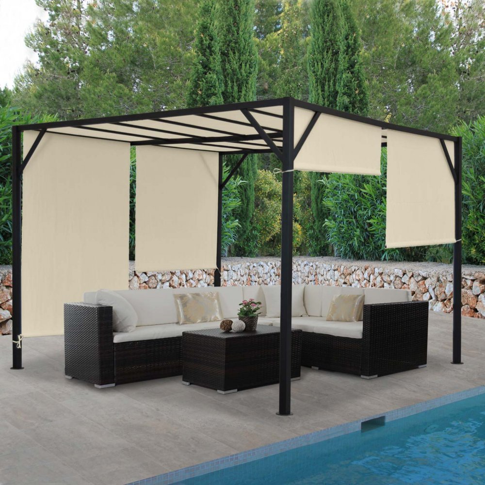 Obrázok Pergola so sťahovacou strechou 4x3 m Dekorhome Krémová