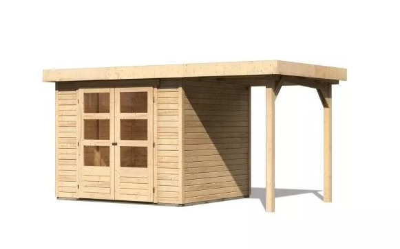 Dřevěný zahradní domek ASKOLA 3 s přístavkem 150 Lanitplast Smrk