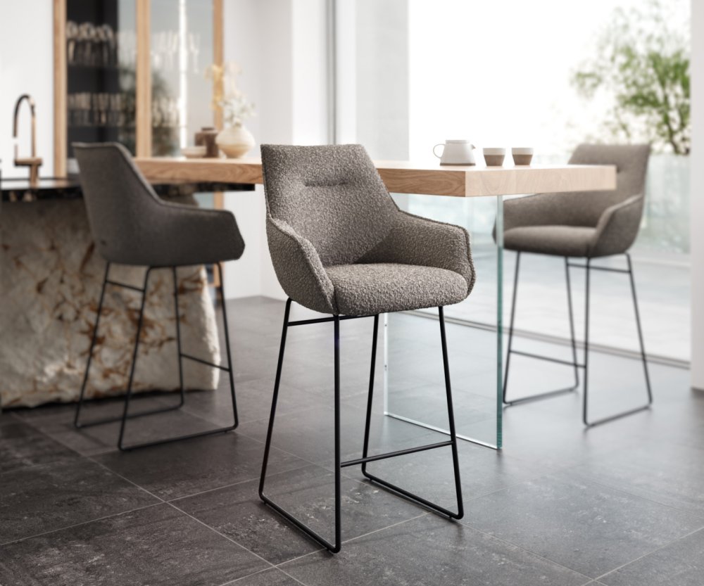 Barová židle Alja-Flex tenká podnož kovová černá bouclé