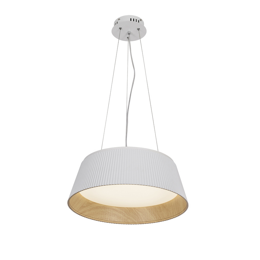 Závesná lampa Umbria biela drevená LED biela tienidlo
