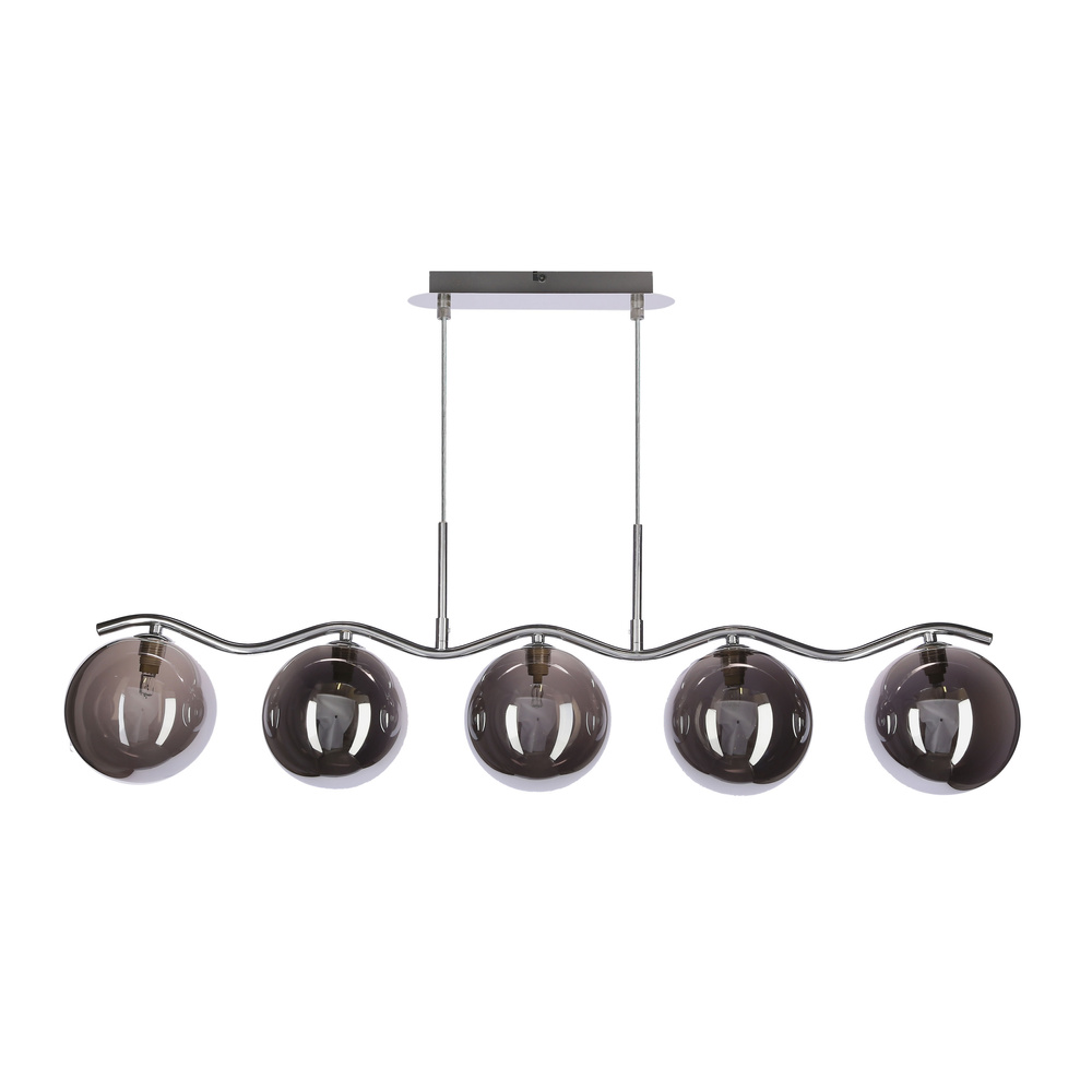 Stropná závesná lampa UMOS 5x20W G9 chróm grafitové sklenené tienidlo 14 cm moderné svietidlo do obývačky jedálne