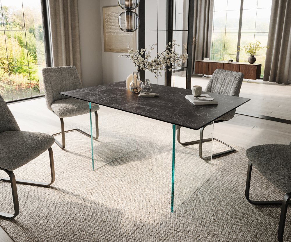 Jedálenský stôl Edge 140x90 keramický Laminam®Nero Greco antracitový