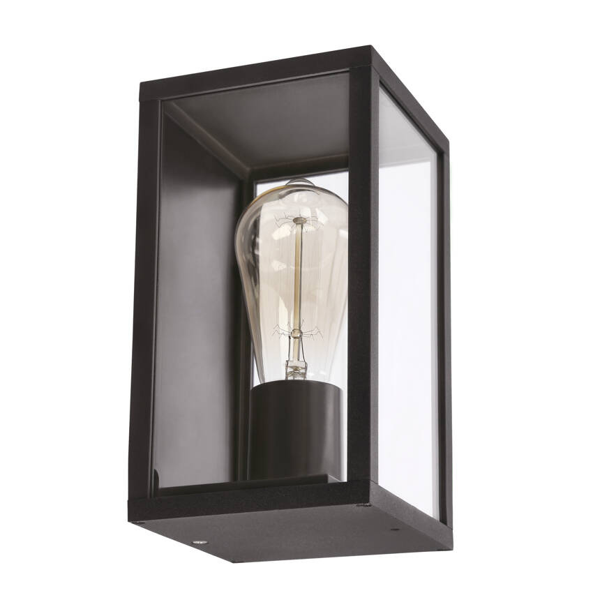 Záhradná fasádna lampa Hoya obdĺžniková 12x22cm čierna 1x60W E27 IP44