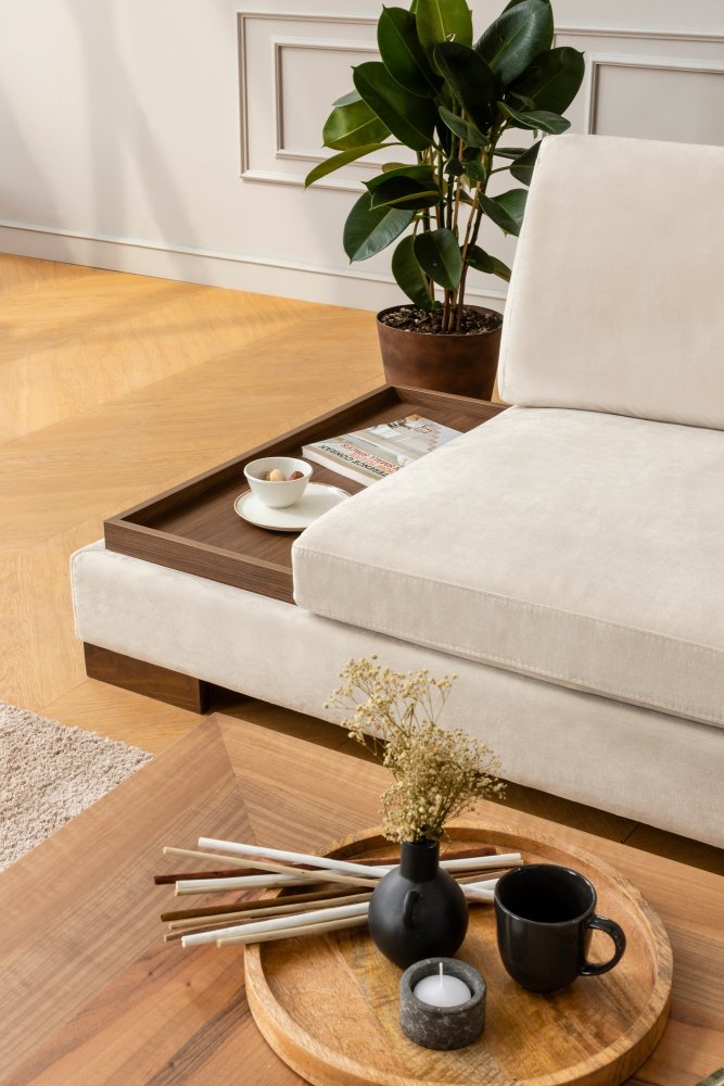 Rohová sedací souprava Tulip Corner Right With Pouf - Beige (obrázek 9)