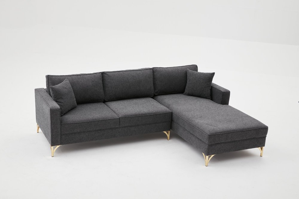 Rohová sedací souprava Berlin Right - Anthracite, Gold (obrázek 8)