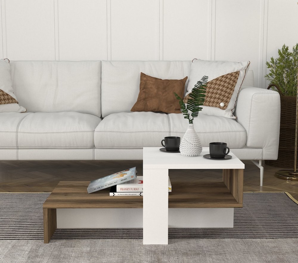 Konferenční stolek Chain - White, Walnut (obrázek 9)
