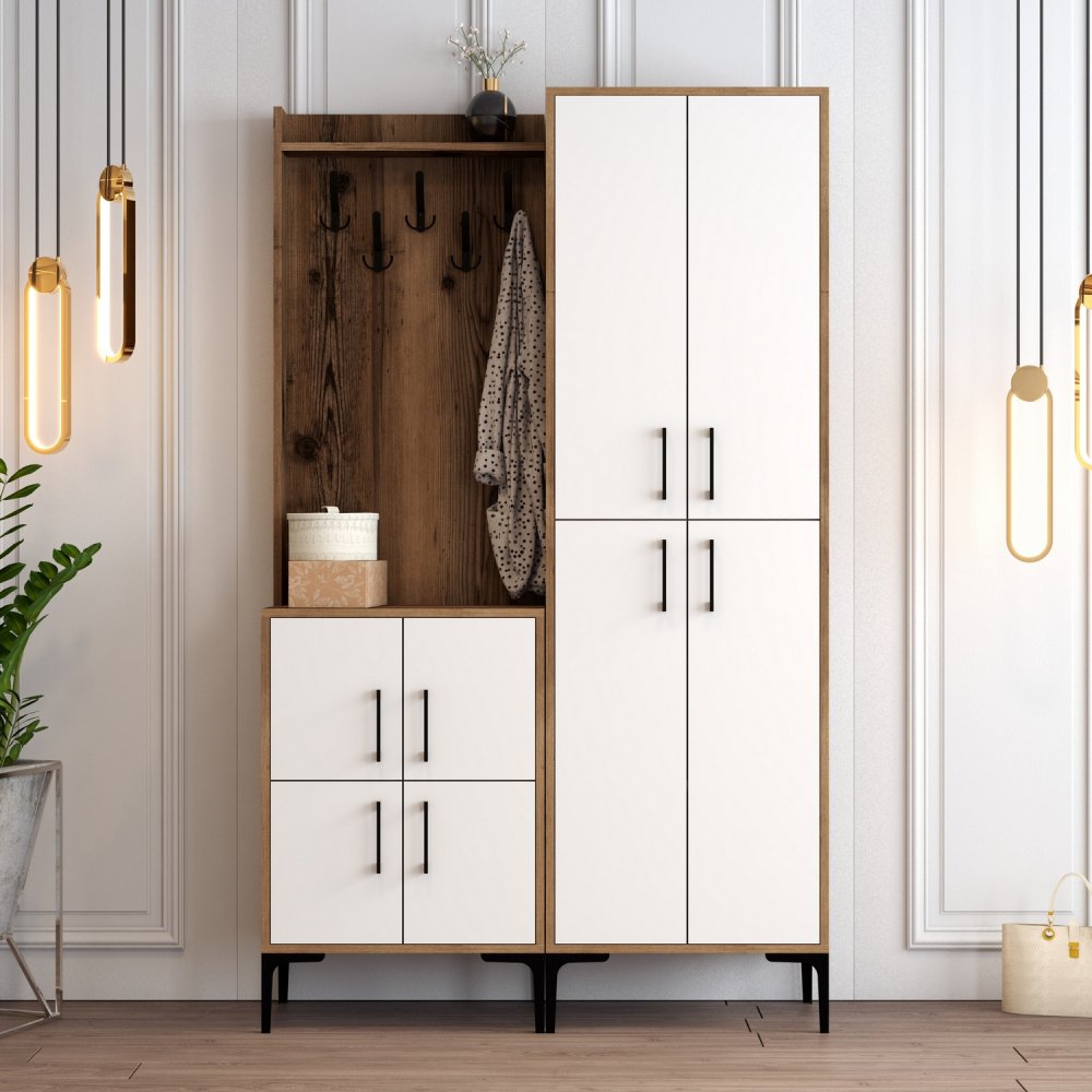 Předsíňová stěna Berlin BA - Walnut, White (obrázek 6)
