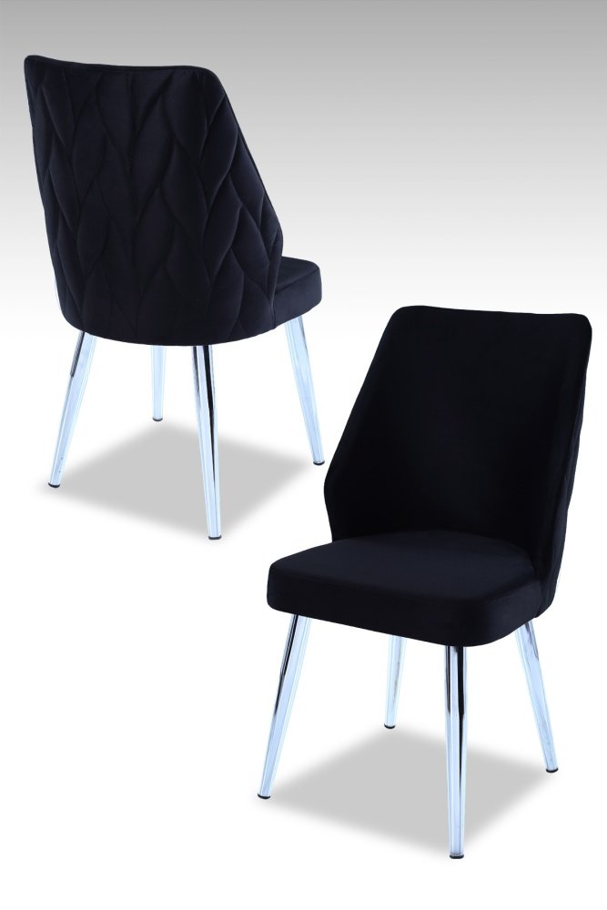Súprava stoličiek (4 kusy) Pufi - Black, Chrome