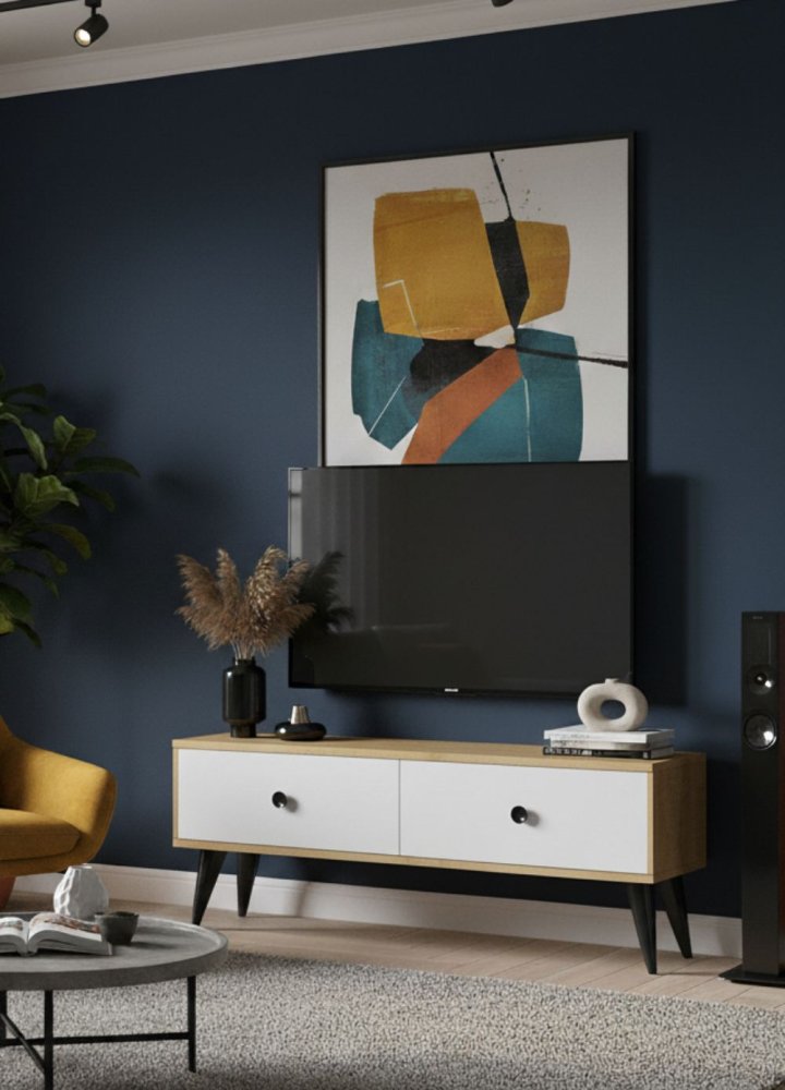 TV stolek Mona 120 - Sapphire Oak, White (obrázek 8)