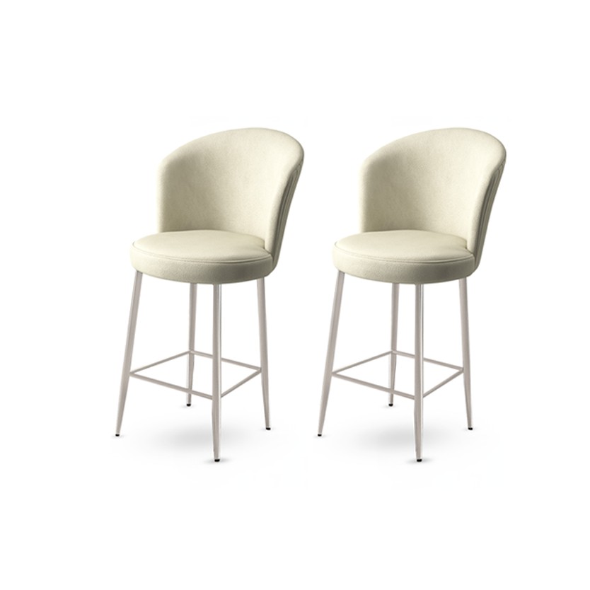 Bar Stool Set (2 Pieces) Alte - Grey, Chrome