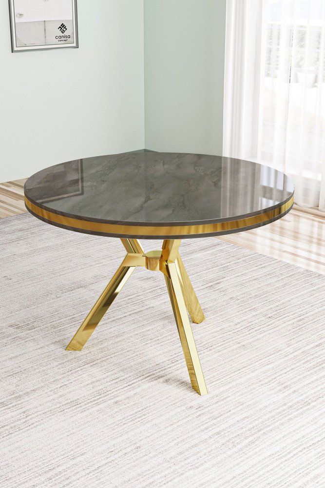 Jedálenský stôl Mos - Anthracite, Gold