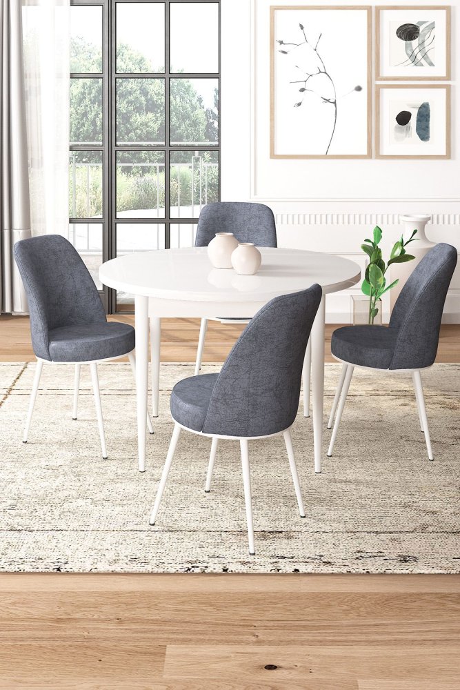 Dining Table & Chairs Set (5 Pieces) Tor - White, Fume