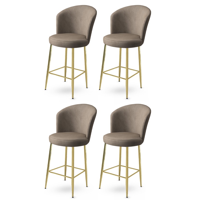 Bar Stool Set (4 Pieces) Fora - Cappuccino, Gold