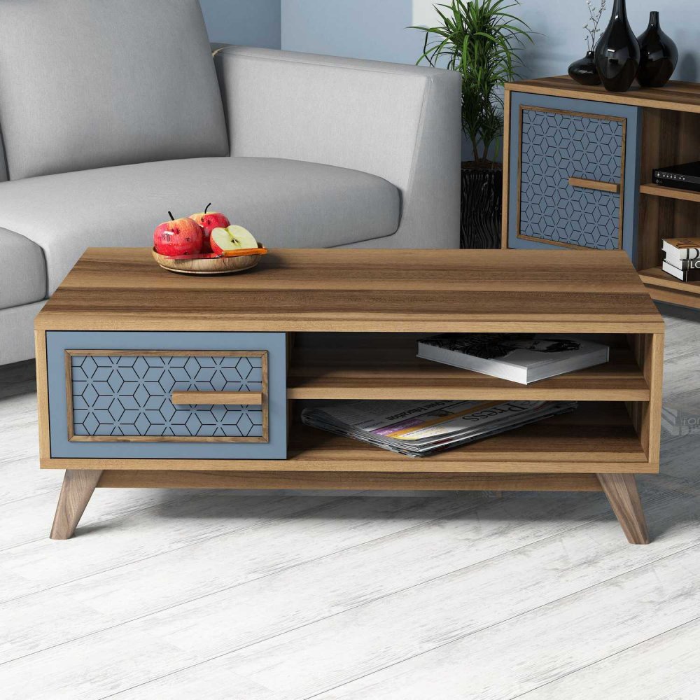 Konferenční stolek Ayla - Walnut, Blue (obrázek 4)