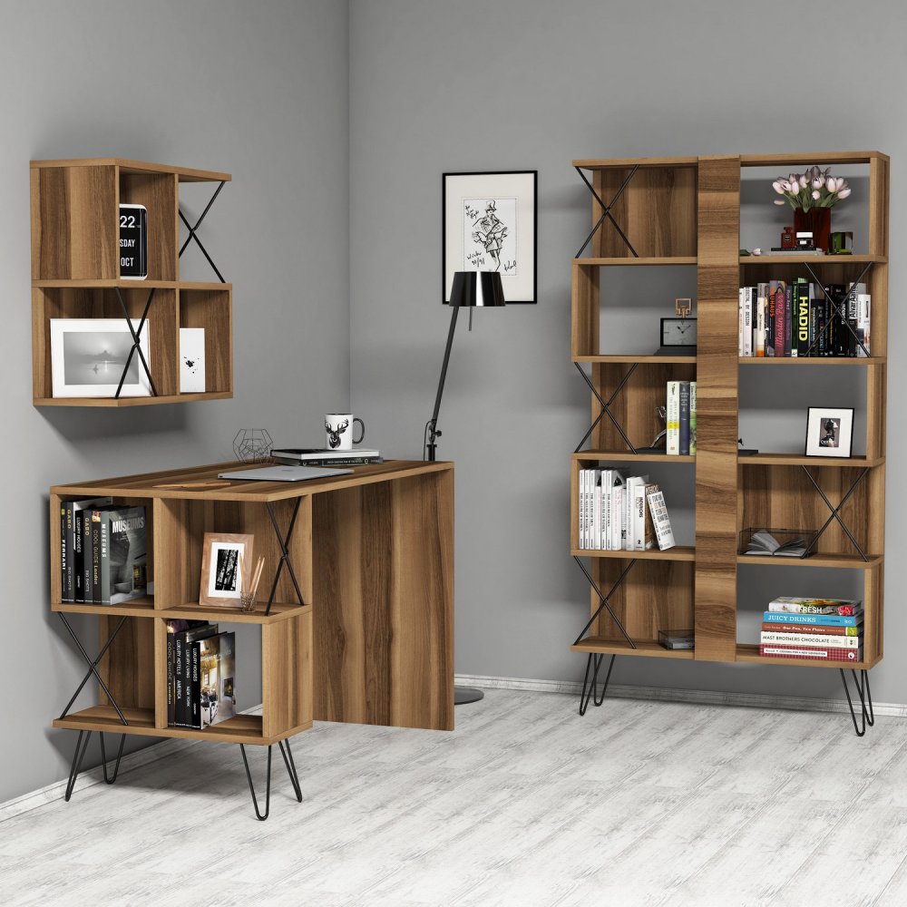 Psací stůl s knihovnou Extra 2 - Walnut (obrázek 5)