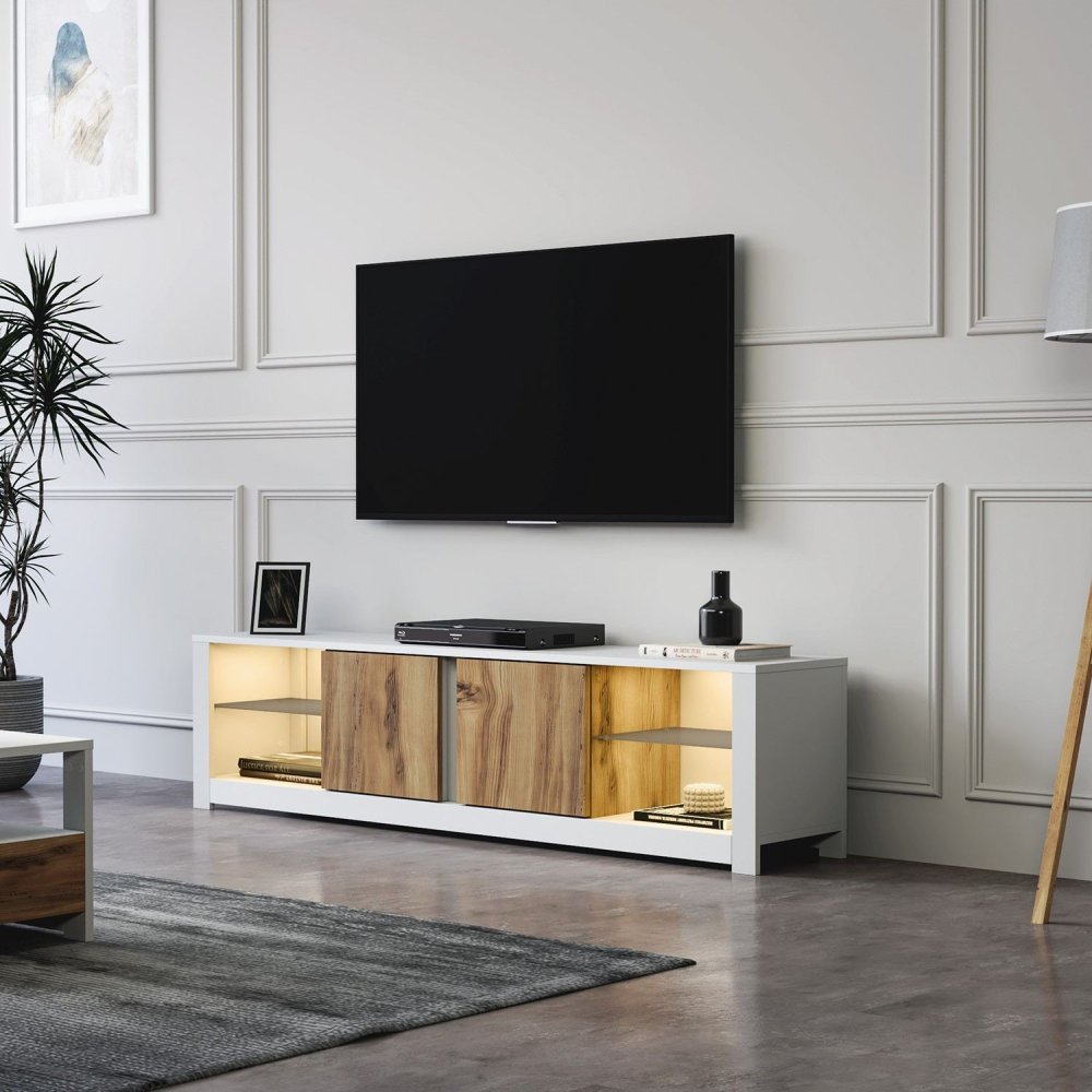 TV stolek Aydos - White, Oak (obrázek 7)