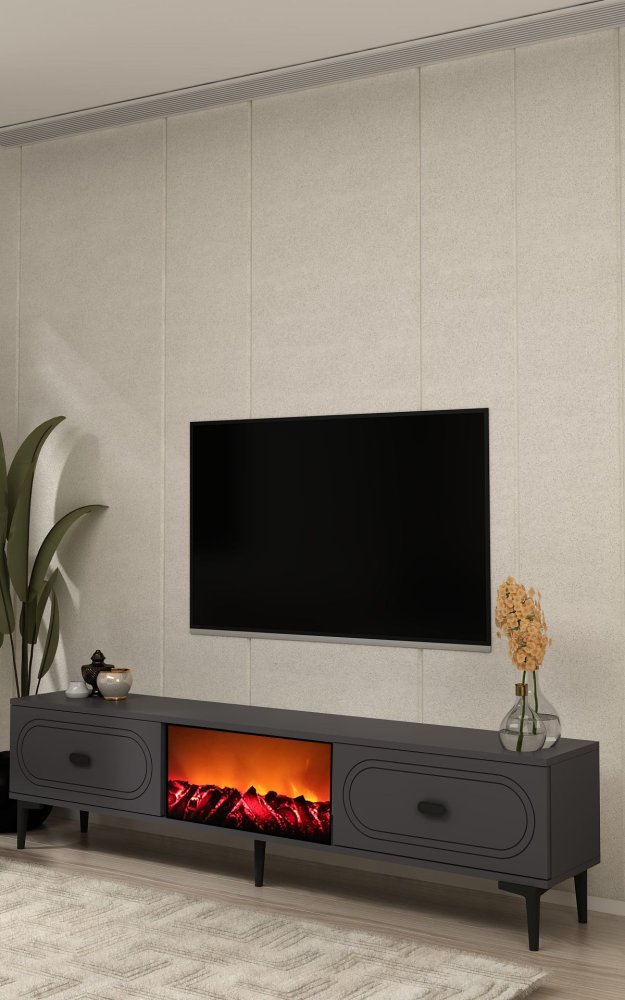 TV stolík Weny Bohem Fireplace - Anthracite