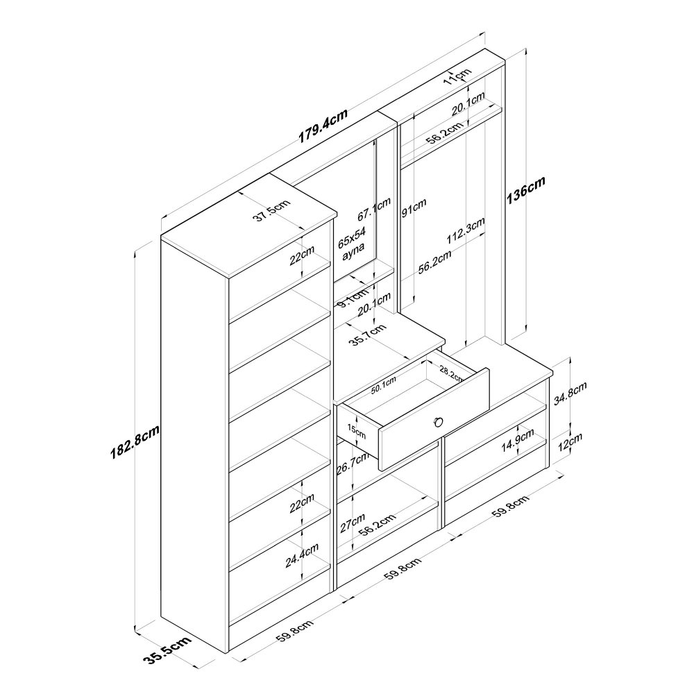 Předsíňová stěna P6 - M2 - 2257G (obrázek 3)